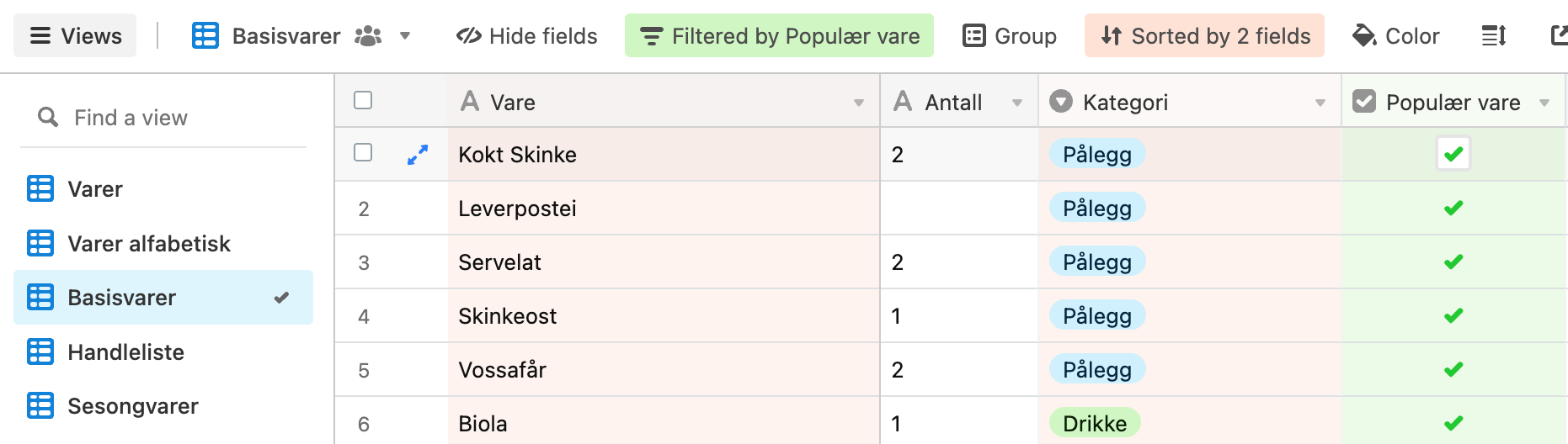 Hvordan vi sparer penger på mat med Airtable